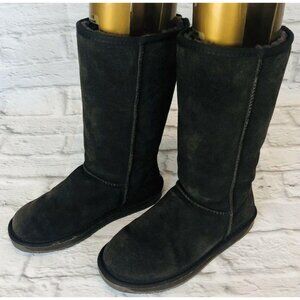 Boo Roo Eva Tall Chocolate Brown Suede Winter Boots Womens 6 zip back (i3h)